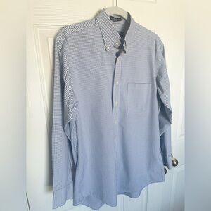 Kirkland Signature Men's Blue and Green Gingham Button Down Shirt